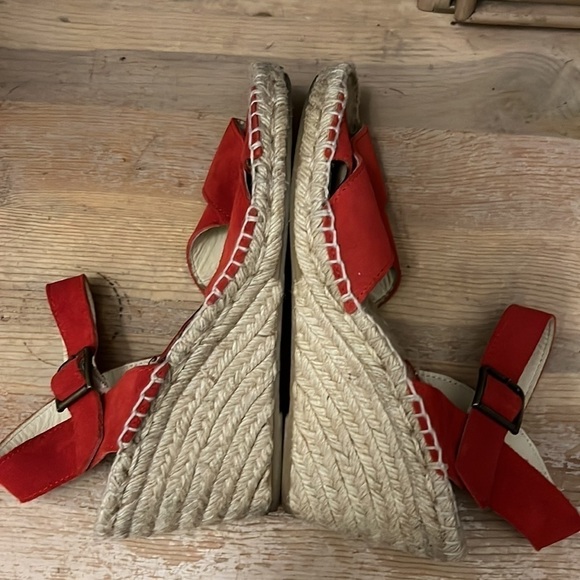 Soludos Sandals Espadrilles Wedge Red Suede Size 9 - Picture 7 of 9